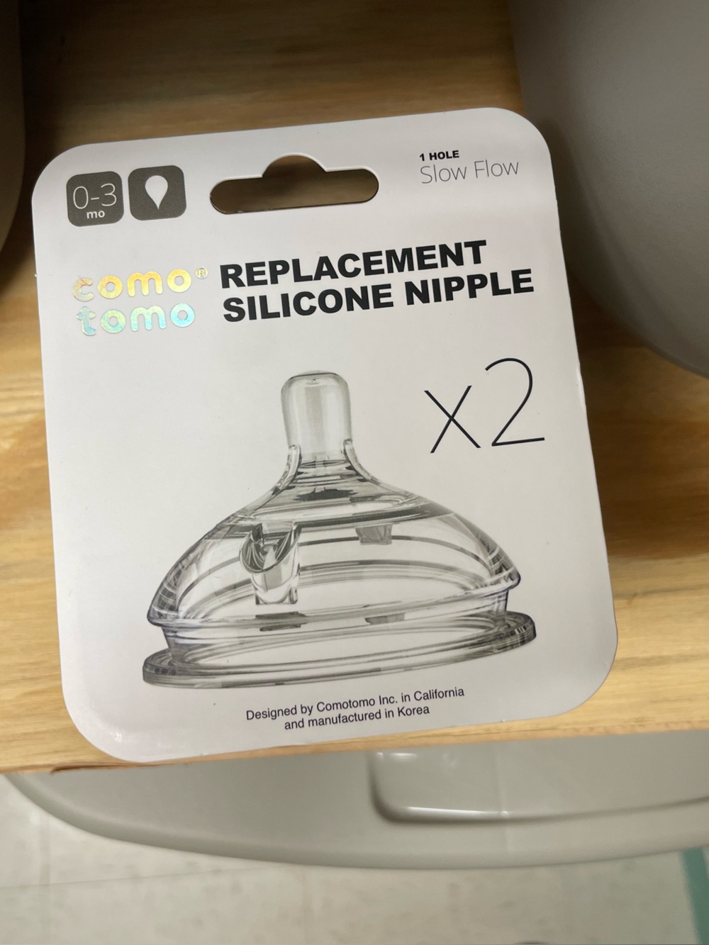 [cocotomo] NIB Replacement Silicone Nipple - 0-3 months SLOW FLOW (Pack of 2)